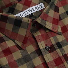 Large Red Black Print Check Dress Shirt