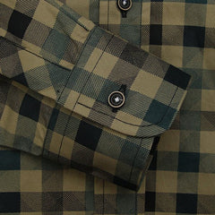 Large Green Black Print Check Dress Shirt