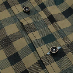 Large Green Black Print Check Dress Shirt